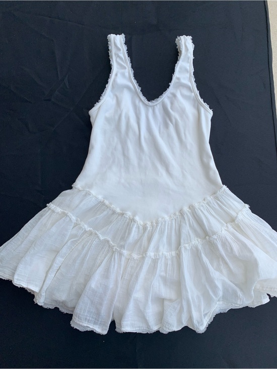 Free People Dresses & Skirts - Free People Izi Drop Waist MINI dress white size small worn once